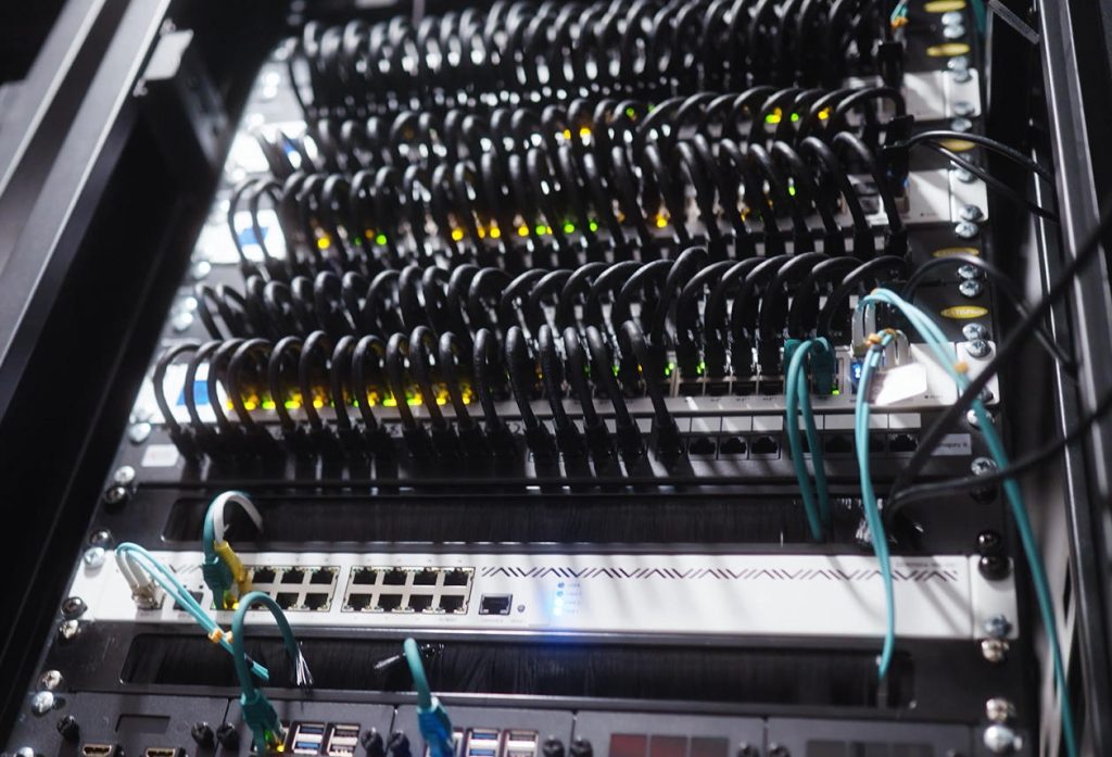 Network switches in comms cabinet